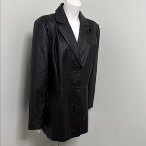 Worthington black leather button down blazer/jacket XL